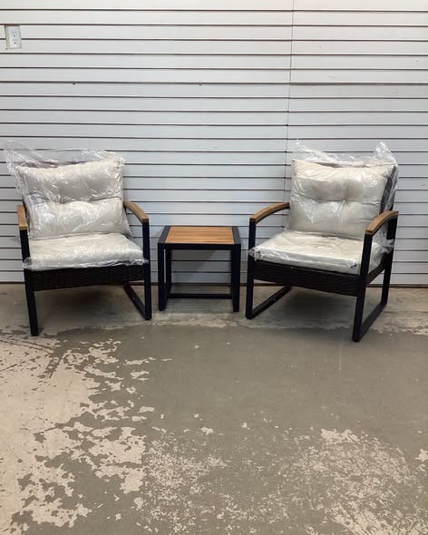 Costway 3PCS Patio Rattan Bistro Furniture Set Cushioned Sofa Chair Coffee Table