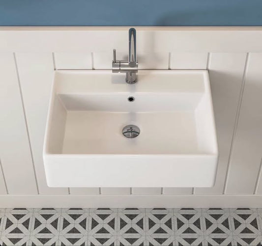 23'' x 18'' White Rectangular Vitreous China Wall Mount Bathroom Sink (Spout not included)