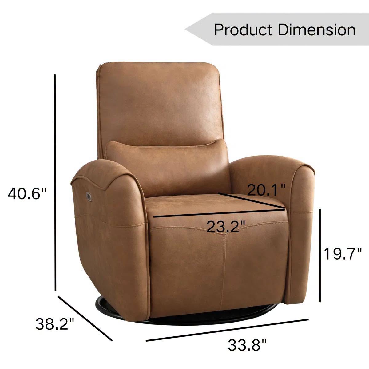 33.8" Wide Modern Comfortable Swivel And Rocker Power Recliner with USB Port