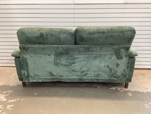 71-inch Corduroy 2-seater Sofa with solid wood frame, spring seat cushion and two throw pillows-Green