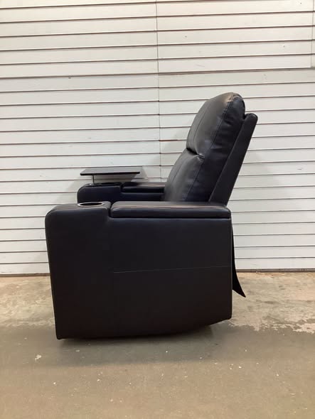 Ryun 33.1'' Wide Breathable Leather Power Recliner with Arm Table and Cup Holder