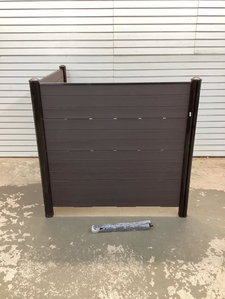 Brown Plastic Privacy Fence Screen 48 in. L x 46 in. H Air Conditioner Fence wth 5 Ground Stakes Outside