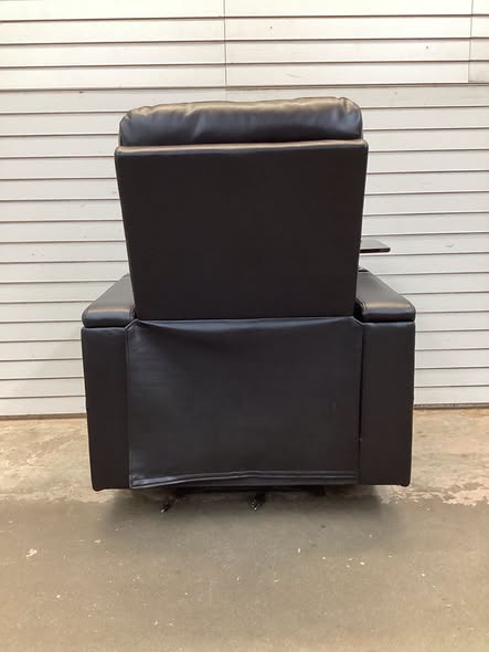 Ryun 33.1'' Wide Breathable Leather Power Recliner with Arm Table and Cup Holder
