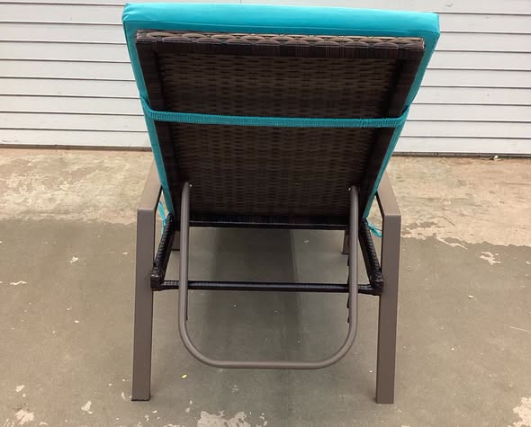 Adjustable Height Rattan Chaise Recliner Patio Lounge Chair with Turquoise Cushions (2-Piece)
