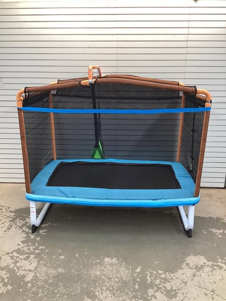 Gymax 3-in-1 6FT Rectangle Kids Trampoline w/ Swing Horizontal Bar & Safety Net Outdoor Orange