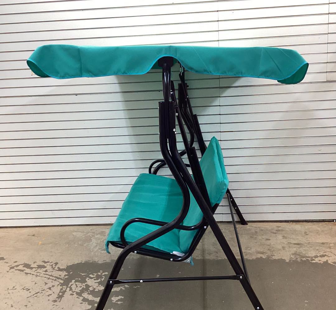 3 Seat Outdoor Patio Canopy Swing with Cushioned Steel Frame