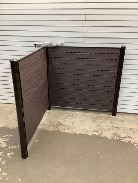 Brown Plastic Privacy Fence Screen 48 in. L x 46 in. H Air Conditioner Fence wth 5 Ground Stakes Outside