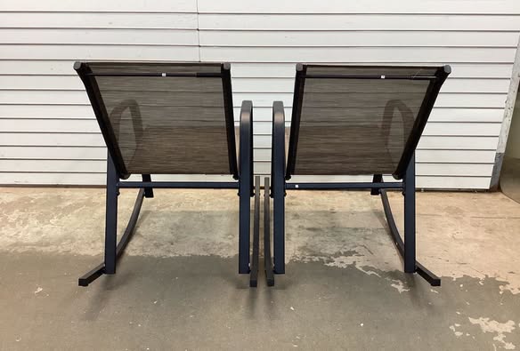 2-Pieces Brown Patio Metal Outdoor Rocking Chair Heavy-Duty Rocker Anti-Slip