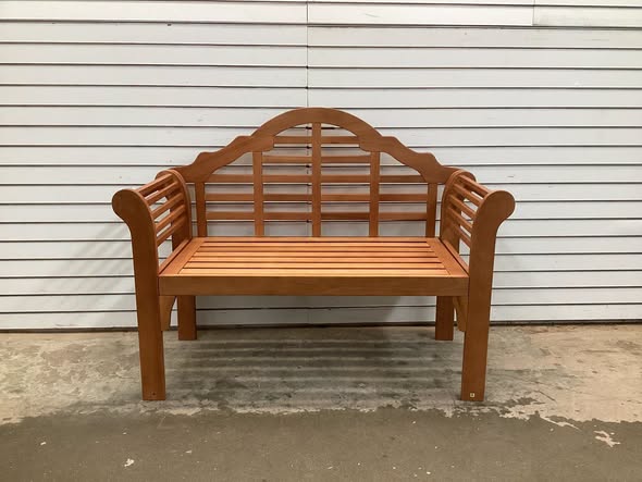 Earnest Outdoor 49 Inch Eucalyptus Wood Folding Bench with Backrest And Armrest