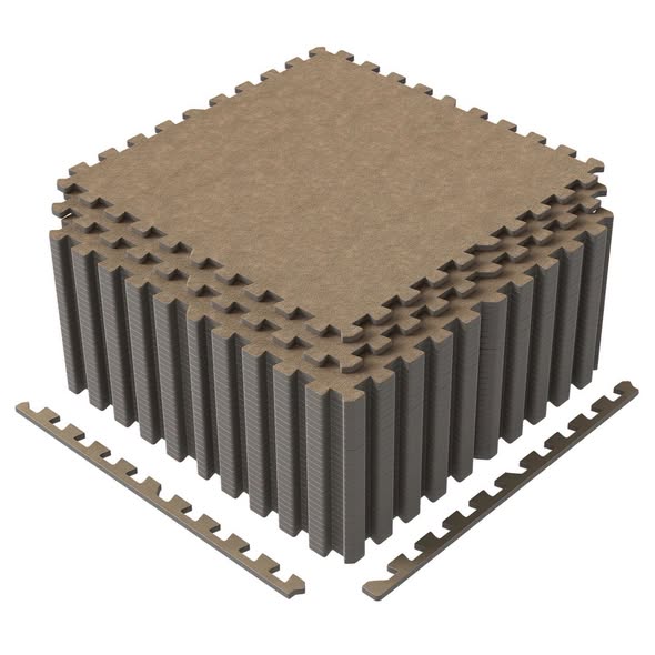 25 Pack-100 Sq.Ft. Foam Floor Tiles Interlocking Carpet Tiles with Edge Borders