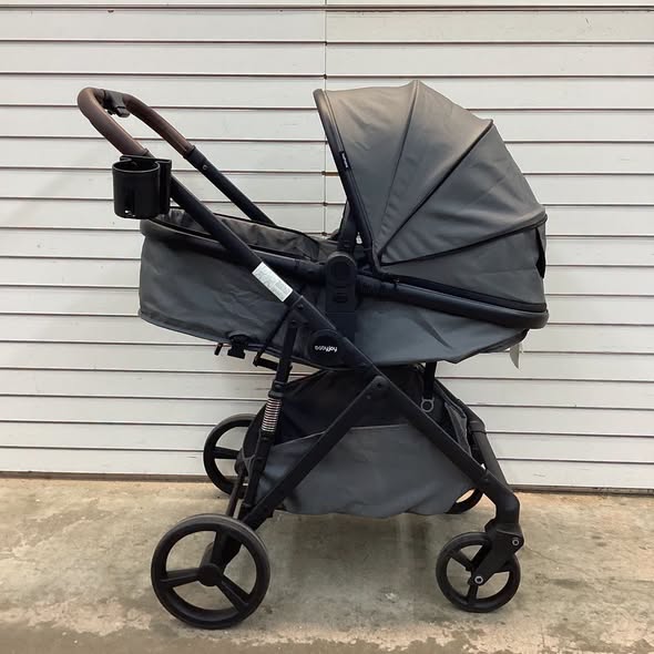 BABY JOY 2 in 1 Baby Stroller, High Landscape Convertible Bassinet Stroller with Reversible Seat, Net, Adjustable Canopy, Cup Holder, Foldable Pushchair Pram Stroller for Newborn Toddlers (Gray)