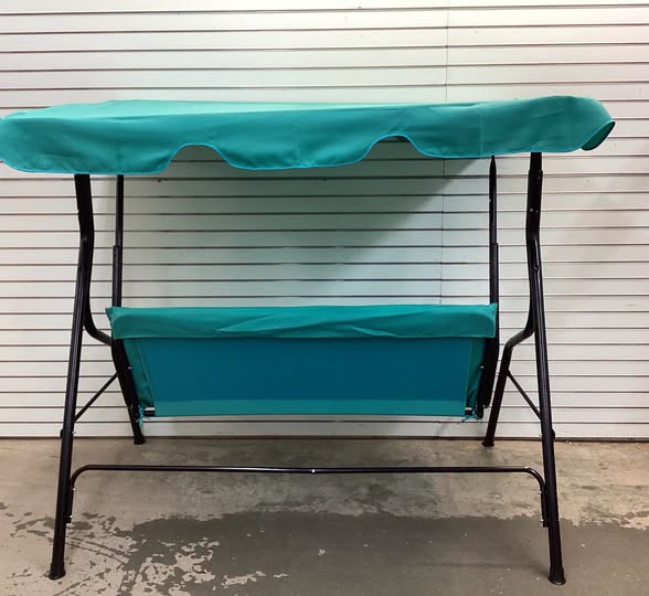 3 Seat Outdoor Patio Canopy Swing with Cushioned Steel Frame