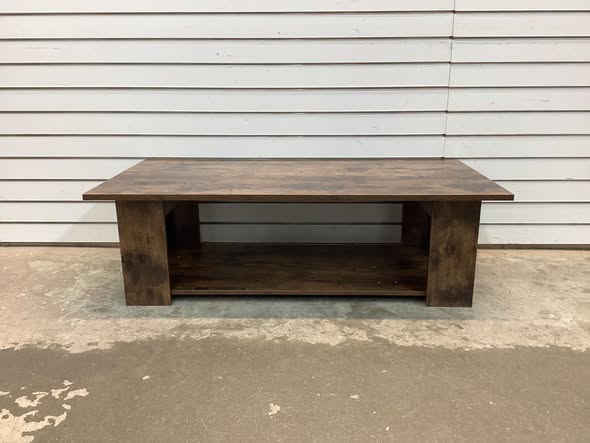 Table 2-Tier Modern Center Cocktail Table with Storage Shelf for Living Room Brown