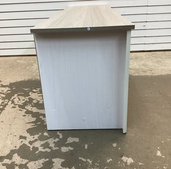 Wood TV Stand with 2 Cabinets and Open Shelves