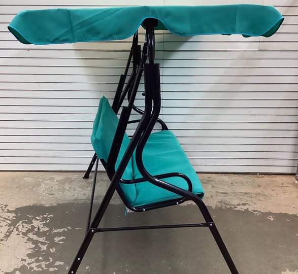 3 Seat Outdoor Patio Canopy Swing with Cushioned Steel Frame