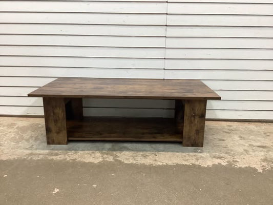 Table 2-Tier Modern Center Cocktail Table with Storage Shelf for Living Room Brown