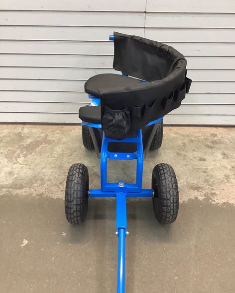 Metal Rolling Garden Cart Work Seat Height Adjustable Swivel Stool Cart w/ Removable Cushion