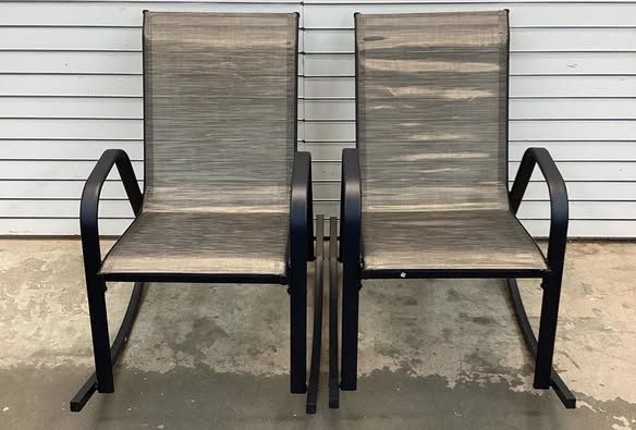 2-Pieces Brown Patio Metal Outdoor Rocking Chair Heavy-Duty Rocker Anti-Slip