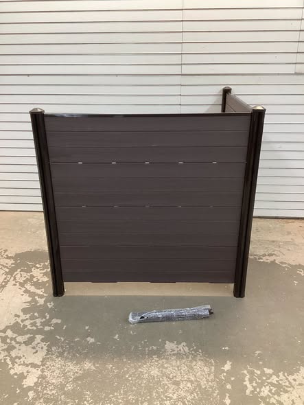 Brown Plastic Privacy Fence Screen 48 in. L x 46 in. H Air Conditioner Fence wth 5 Ground Stakes Outside