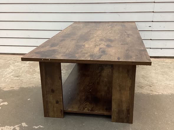 Table 2-Tier Modern Center Cocktail Table with Storage Shelf for Living Room Brown