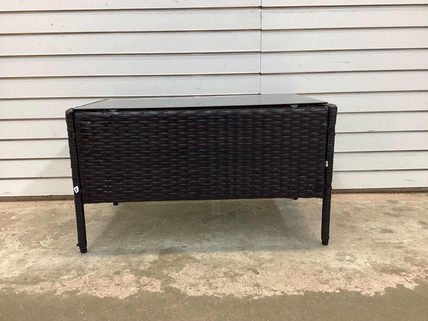 4 PCS Patio Furniture Set with Washable Cushions and Tempered Glass Coffee Table Black