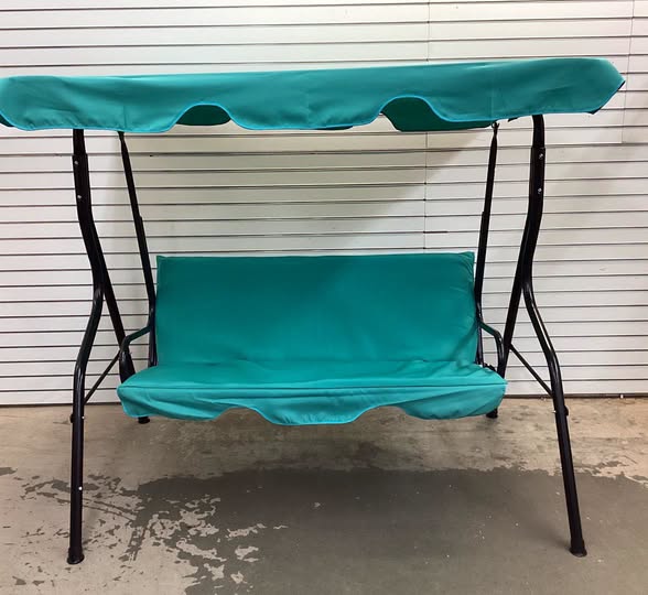 3 Seat Outdoor Patio Canopy Swing with Cushioned Steel Frame