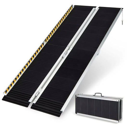 Portable Aluminum Wheelchair Ramp 6 FT with Transition Plate & Non-slip Surface