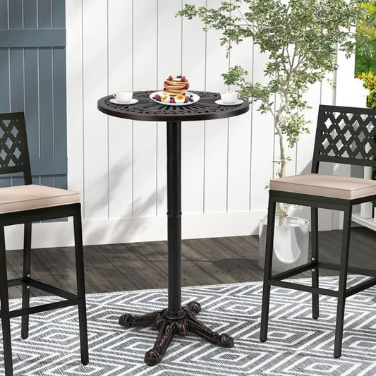 Patio 41.5-Inch Round Bar Table Durable Cast Aluminum Bistro Table