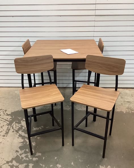 Costway 5-Piece Industrial Dining Table Set with Counter Height Table & 4 Bar Stools