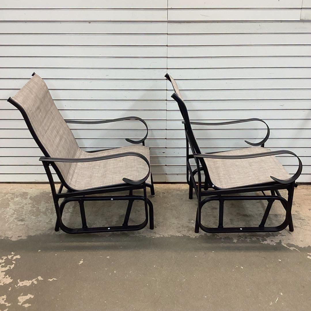 Costway Outdoor Glider Chairs Set of 2 with High Backrest Breathable Mesh Fabric and Metal Frame