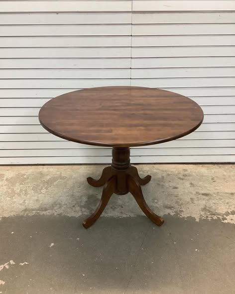 Costway Wooden Dining Table with Round Tabletop and Trestle Legs