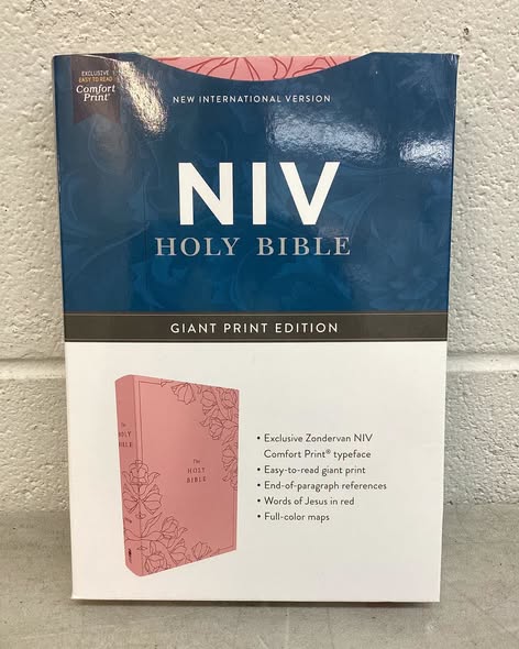 NIV Holy Bible Giant Zondervan Comfort Print Edition, Gold Glid, Pink Cover