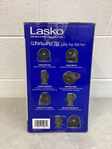 Lasko Whirlwind Tilt 12" Table Fan with Wall-Mount Option