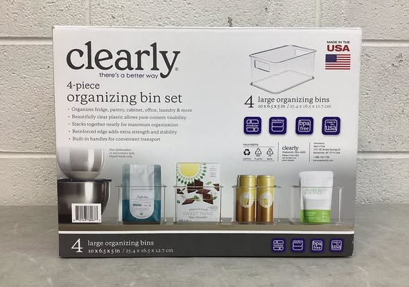 Clearly 4-Piece Clear Plastic Organizing Bin Set