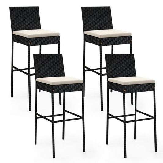 Costway Patio Wicker Barstools with Footrest and Backrest Set of 4