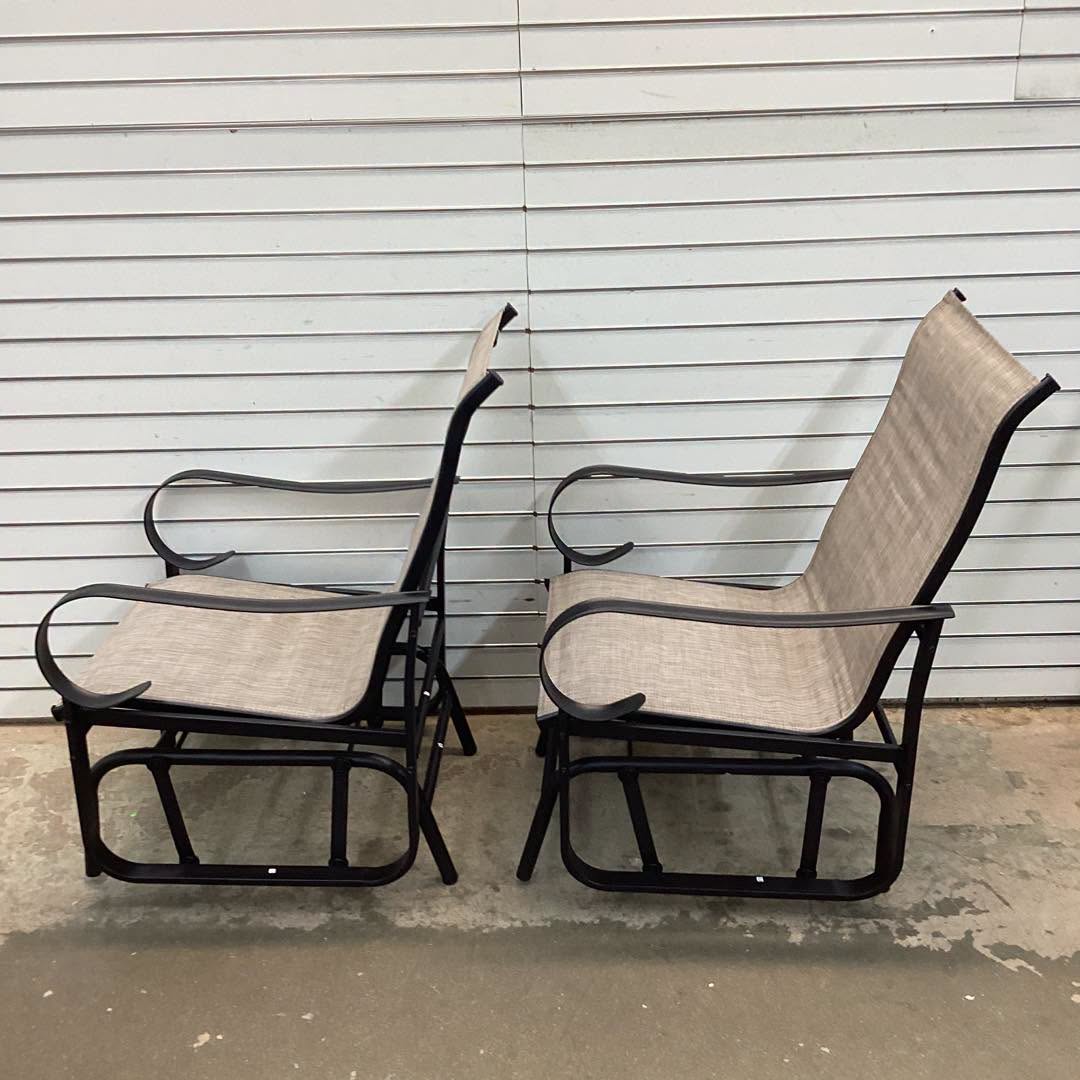 Costway Outdoor Glider Chairs Set of 2 with High Backrest Breathable Mesh Fabric and Metal Frame