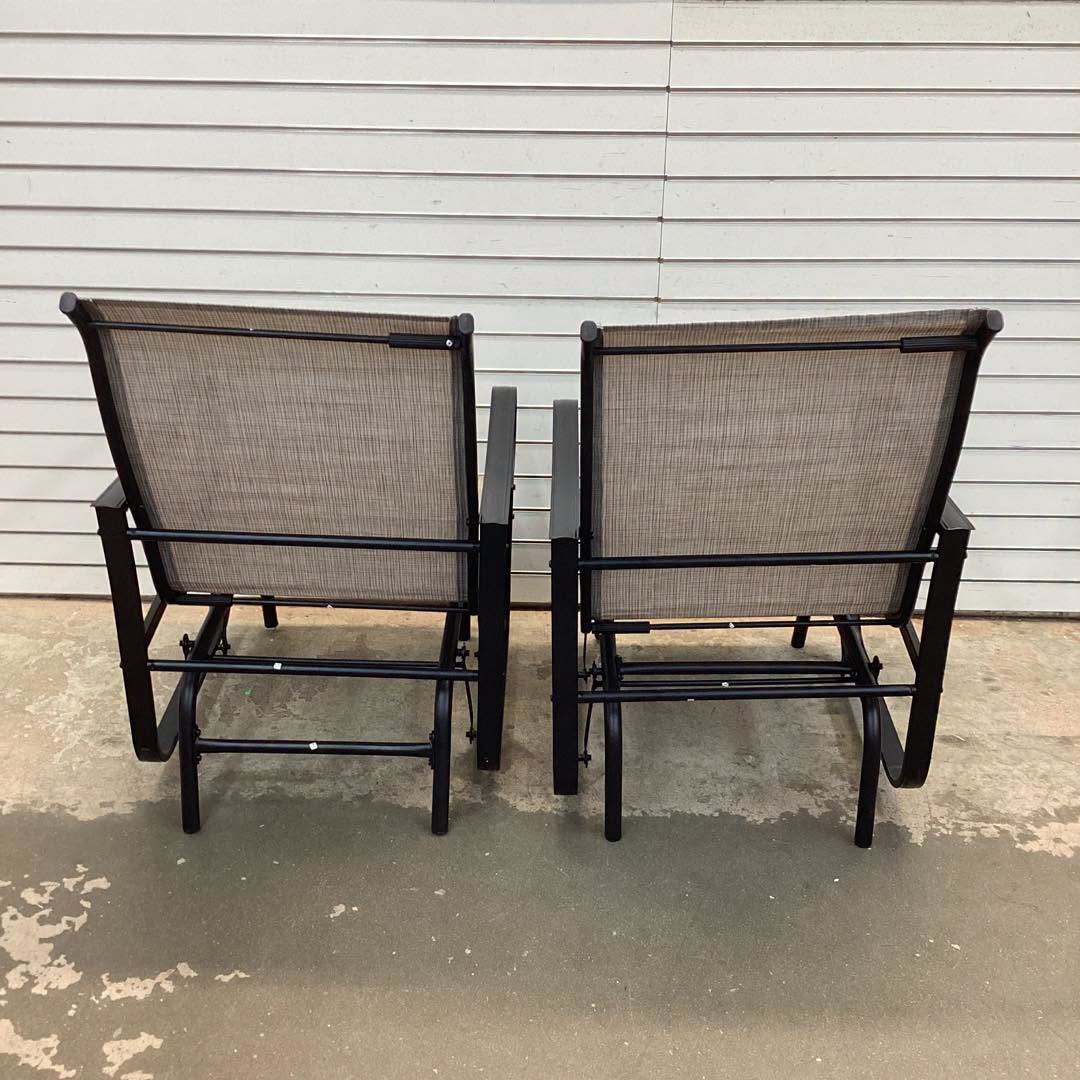 Costway Outdoor Glider Chairs Set of 2 with High Backrest Breathable Mesh Fabric and Metal Frame