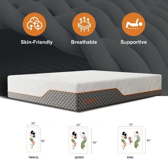 Eshine 12‘’ Queen Size Medium Firm Gel Memory Foam Mattress with Built In Box Spring