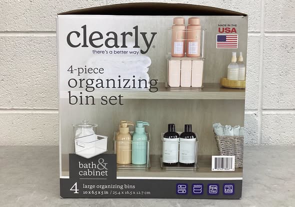 Clearly 4-Piece Clear Plastic Organizing Bin Set