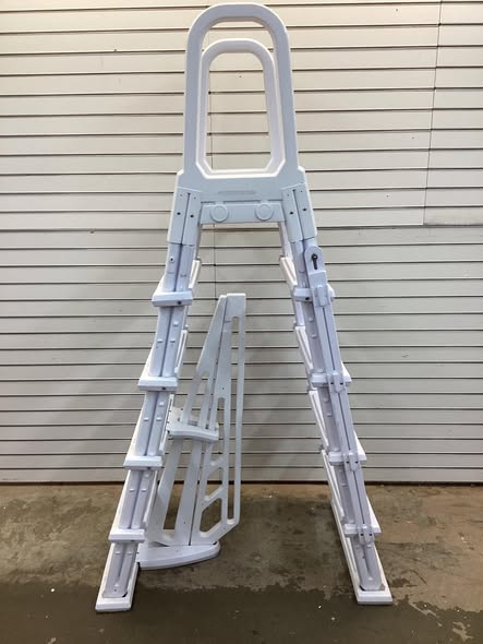 Blue Torrent Flip Up Dominican A-Frame Above Ground Ladder for Swimming Pools - Lightly Used