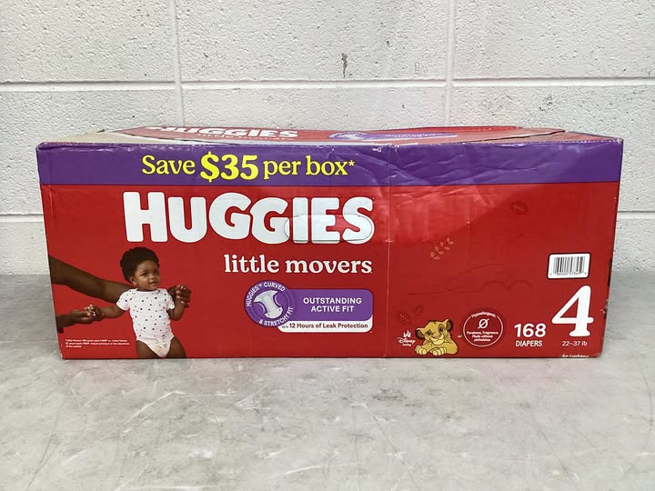 Huggies Little Movers Baby Diapers, Size 4 (22-37 Pounds), 168 Count