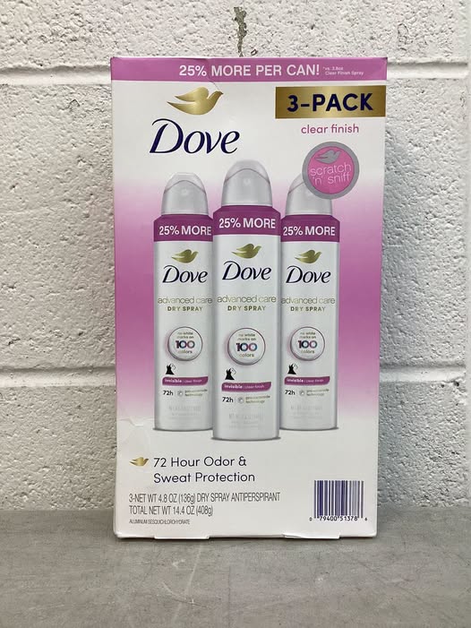 Dove Advanced Care Clear Finish Antiperspirant Spray, 4.8 oz., 3 pk.