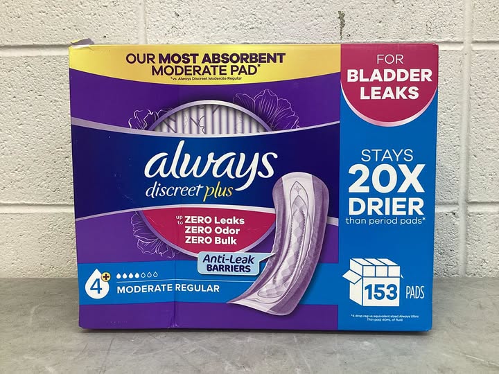 Always Discreet plus Incontinence Pads for Women, Moderate, 153 ct.