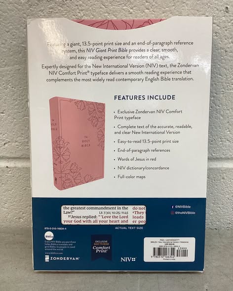 NIV Holy Bible Giant Zondervan Comfort Print Edition, Gold Glid, Pink Cover