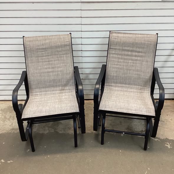 Costway Outdoor Glider Chairs Set of 2 with High Backrest Breathable Mesh Fabric and Metal Frame