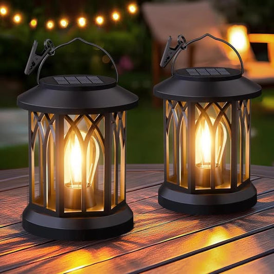 6.2" Solar Powered Integrated LED Outdoor Lantern (Set of 2)