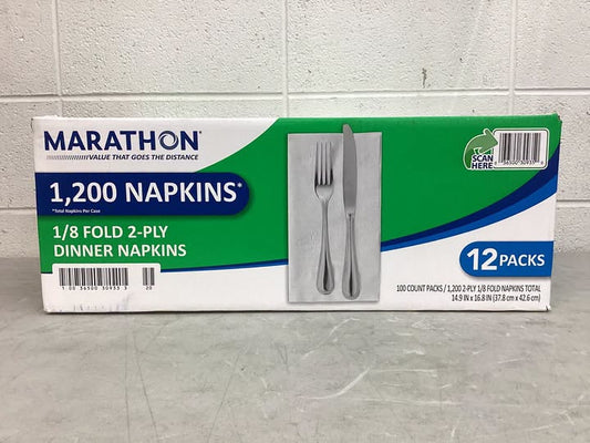 Marathon 1/8 Fold 2-Ply White Dinner Napkin, 12 pks., 100 napkins/pk.