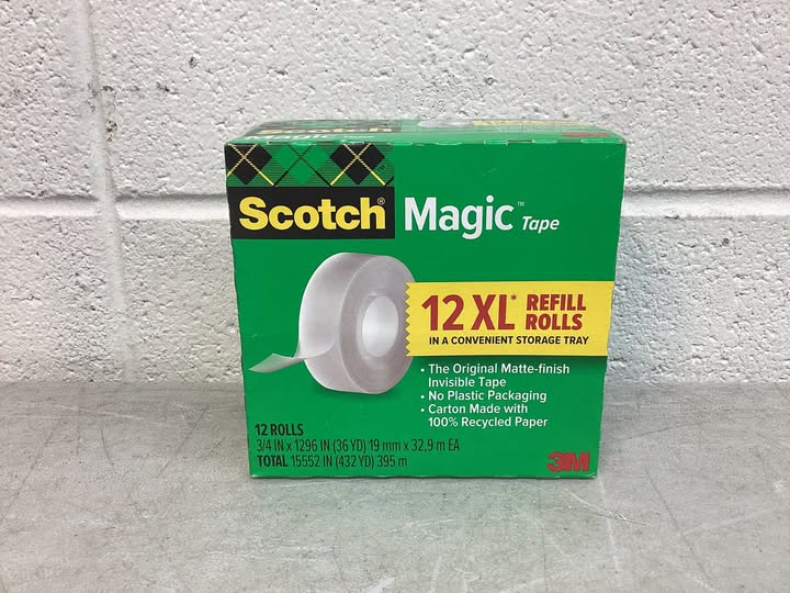 Scotch Magic Tape, 3/4 in x 1296 in, 12 Pack