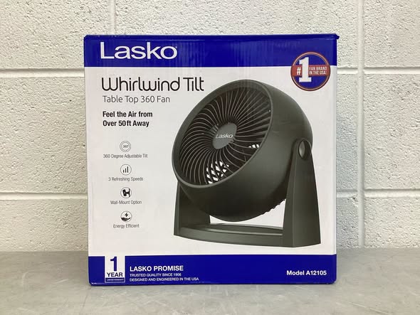 Lasko Whirlwind Tilt 12" Table Fan with Wall-Mount Option