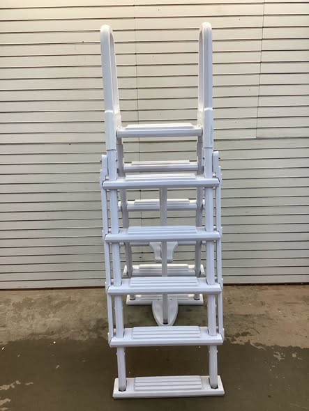 Blue Torrent Flip Up Dominican A-Frame Above Ground Ladder for Swimming Pools - Lightly Used
